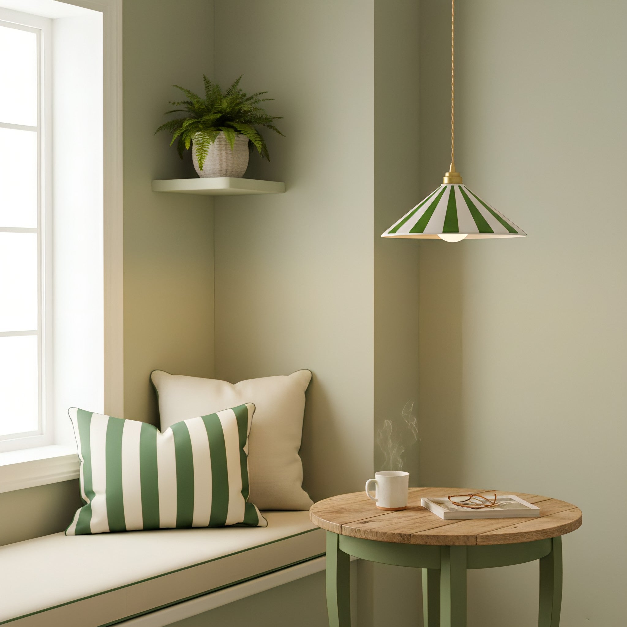 Cone-Shaped Glass Shade Pendant Light – Colorful Stripes for Kitchen