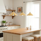 Cone-Shaped Glass Shade Pendant Light – Colorful Stripes for Kitchen
