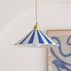 Cone-Shaped Glass Shade Pendant Light – Colorful Stripes for Kitchen