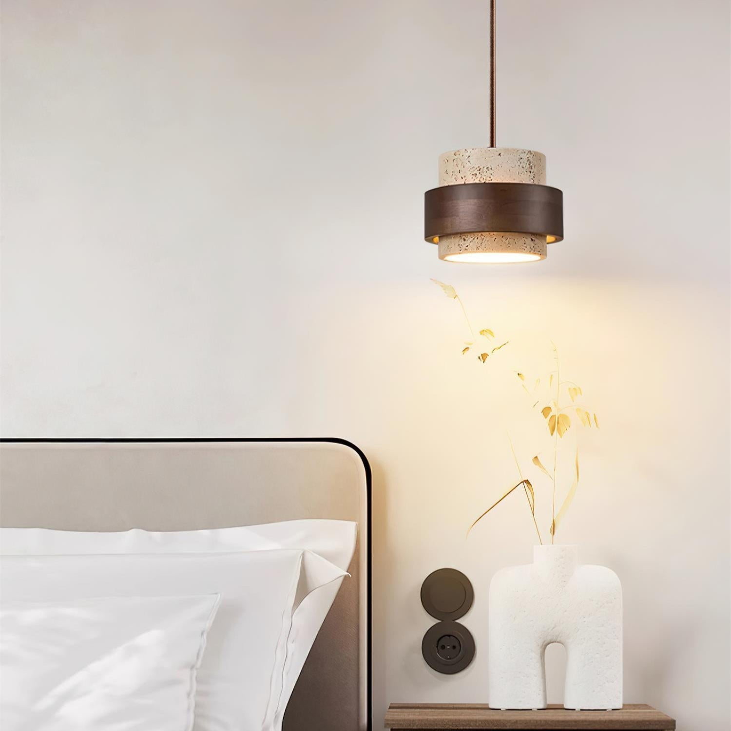 Cylinder Pendant Light in Travertine Finish