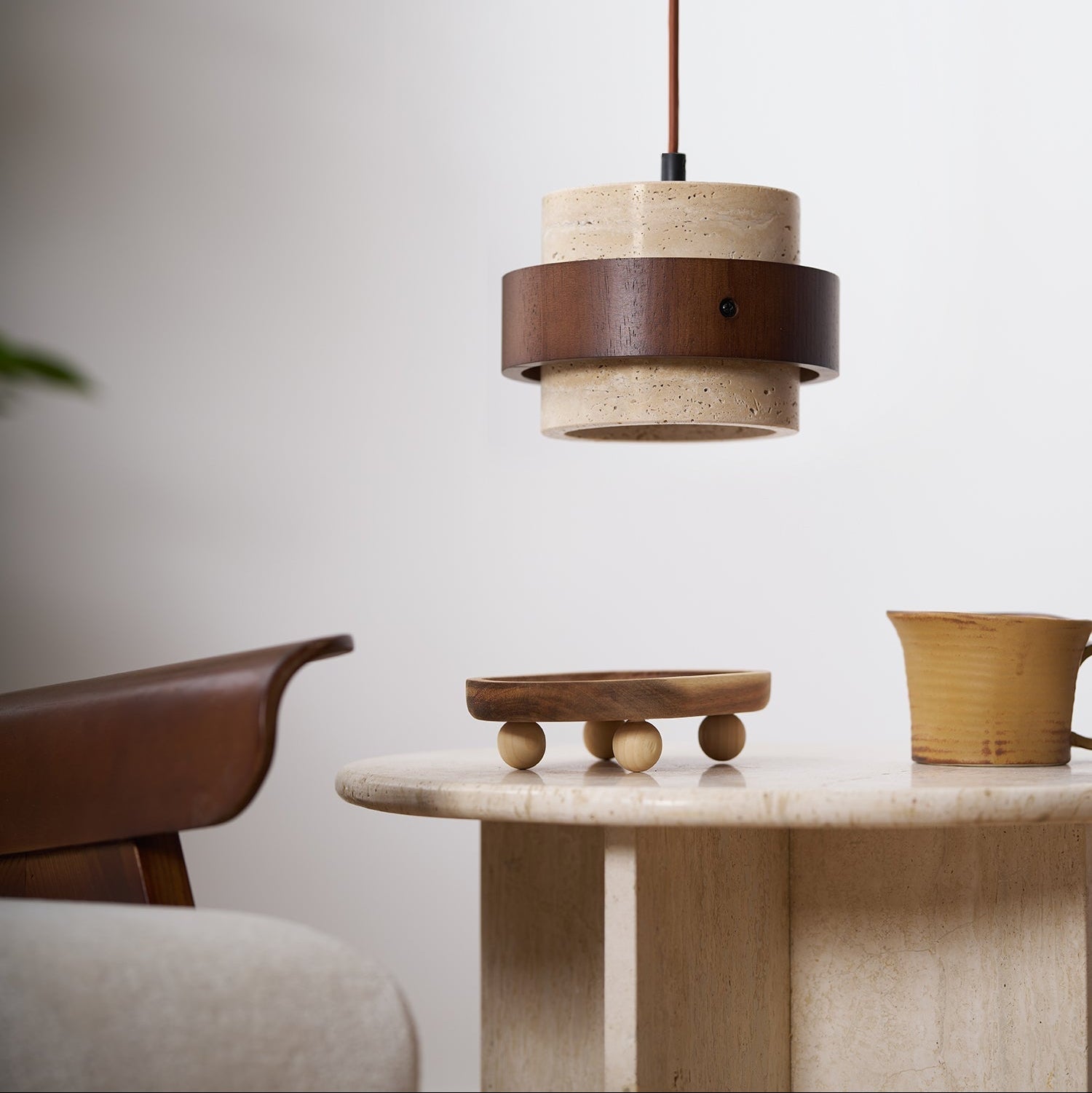 Cylinder Pendant Light in Travertine Finish