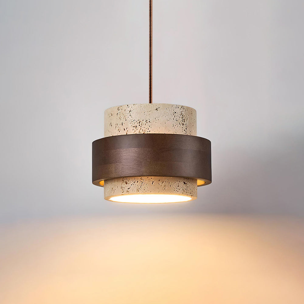 Cylinder Pendant Light in Travertine Finish
