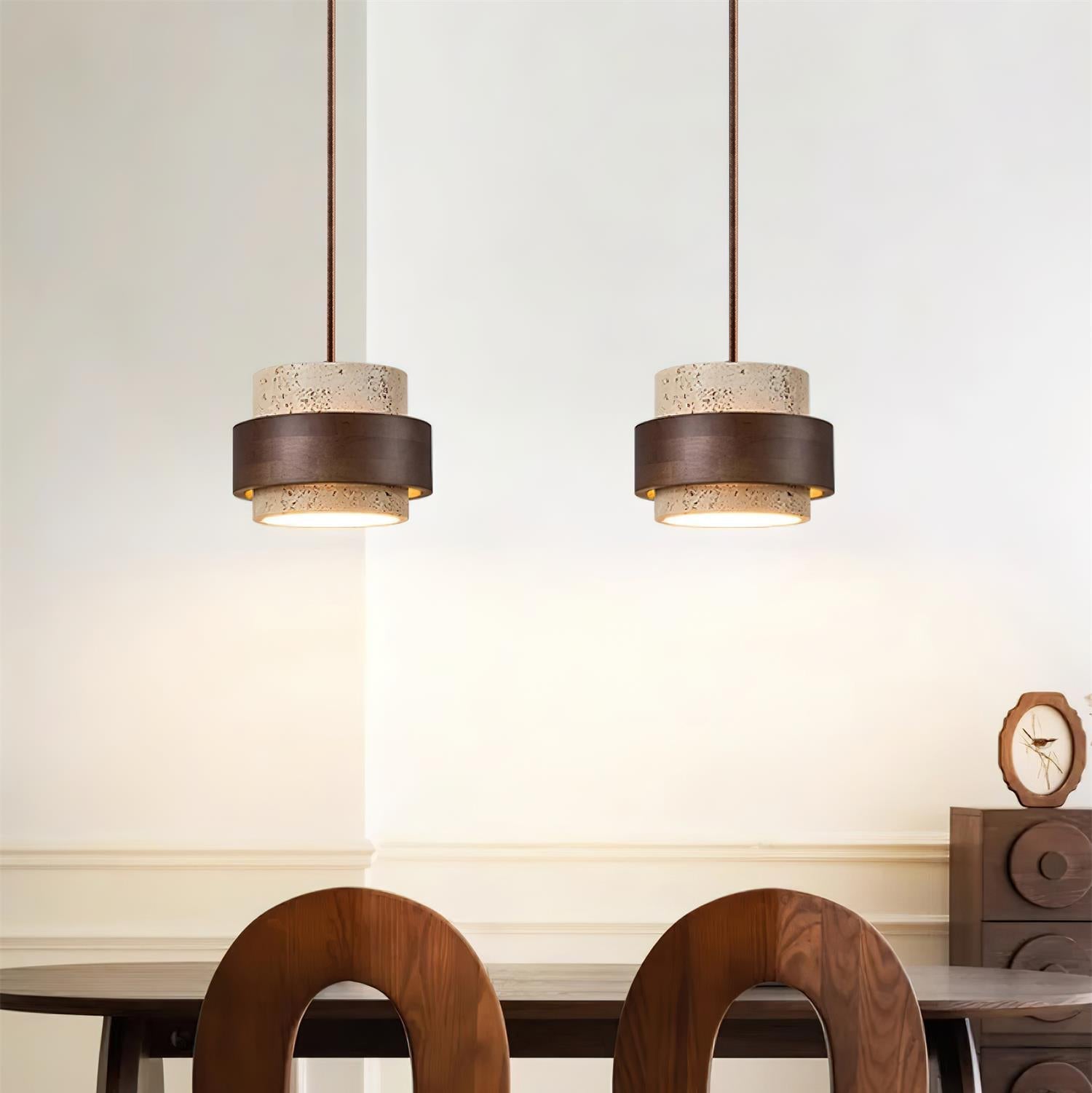 Cylinder Pendant Light in Travertine Finish