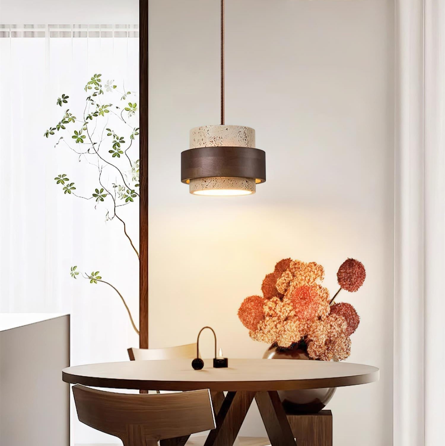 Cylinder Pendant Light in Travertine Finish