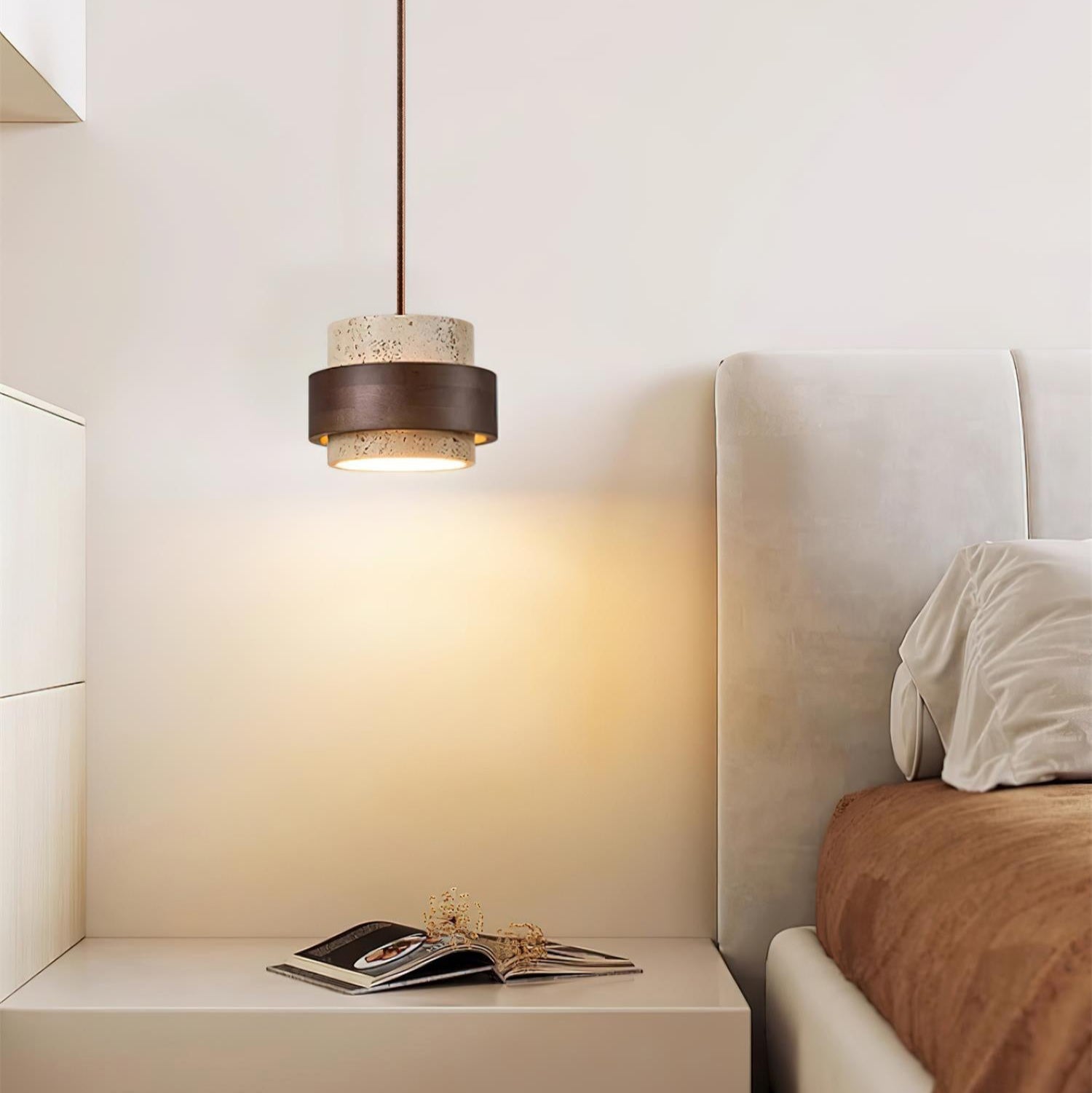 Cylinder Pendant Light in Travertine Finish