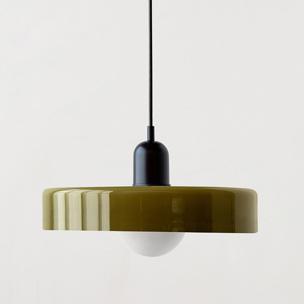 Artistic Hanging Lamp with Round Shade – Adjustable Height Stained Glass Pendant Light