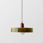 Artistic Hanging Lamp with Round Shade – Adjustable Height Stained Glass Pendant Light