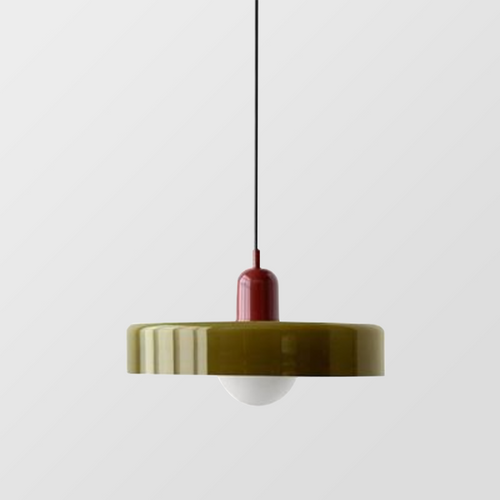 Artistic Hanging Lamp with Round Shade – Adjustable Height Stained Glass Pendant Light