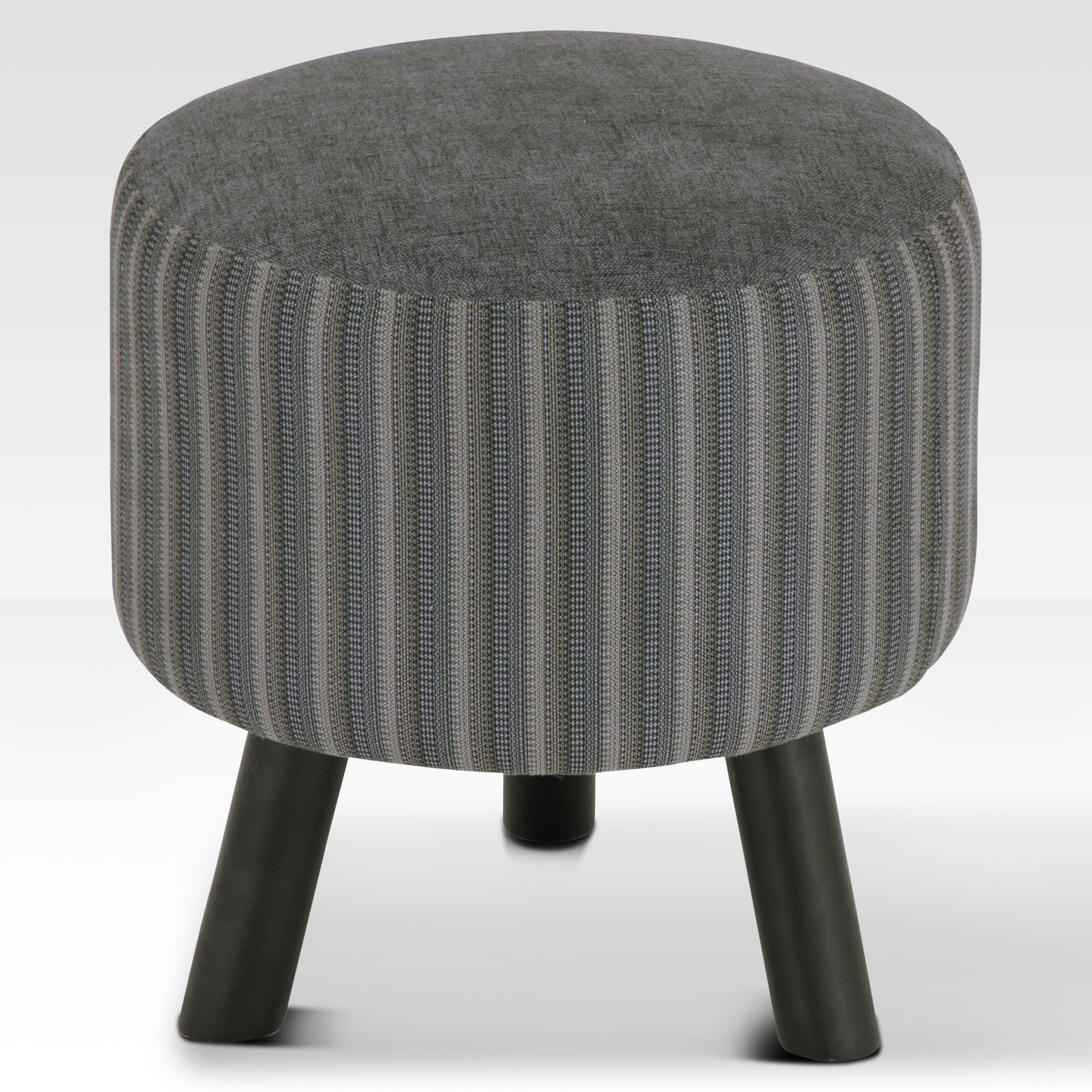 Charcoal Pebble Ottoman with Wooden Legs – Multifunctional Footrest & Seating