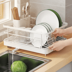 Compact Stainless Steel Dish Rack with Drainboard for Countertop