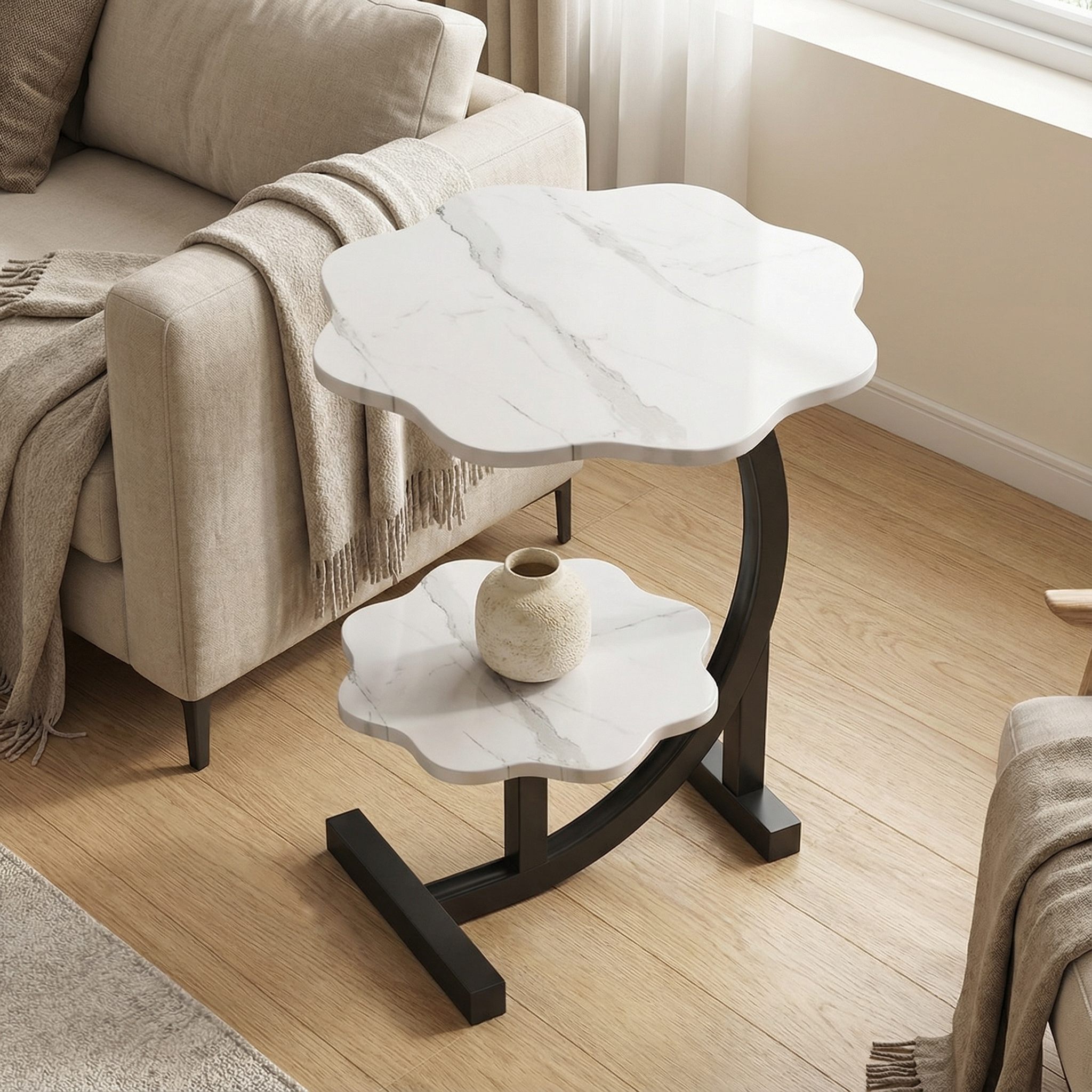 Mobile Mini Side Table with Two Tiers – Modern Compact Design
