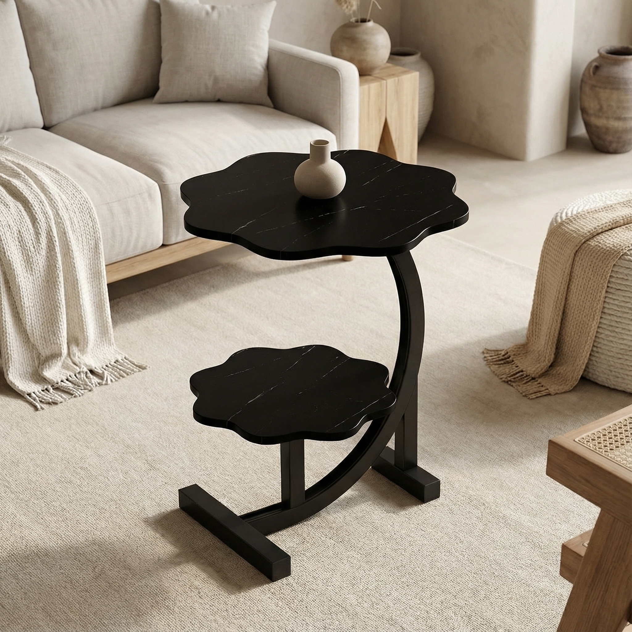 Mobile Mini Side Table with Two Tiers – Modern Compact Design