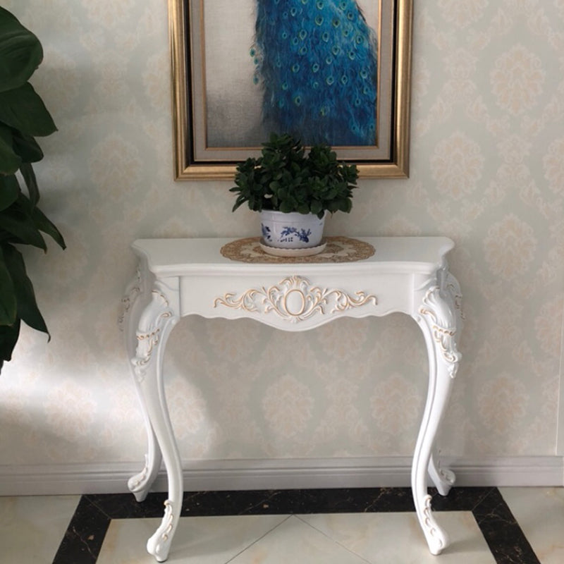 Elegant Entryway Console Table with Arc Carved Legs in Pine and Resin