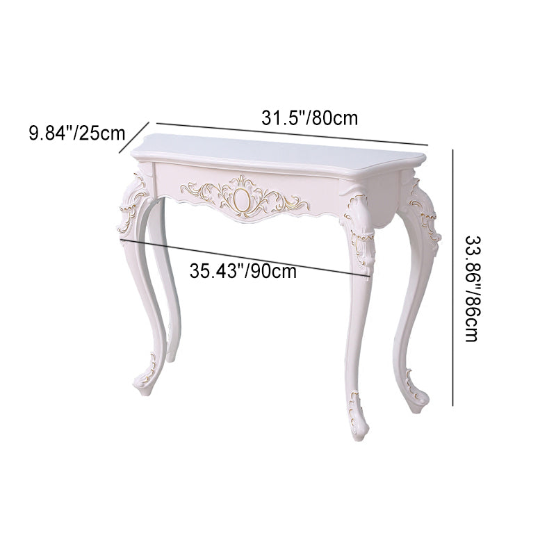 Elegant Entryway Console Table with Arc Carved Legs in Pine and Resin