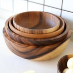 Rustic Charm Solid Wood Serving Bowl