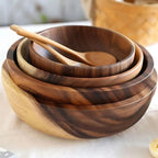 Rustic Charm Solid Wood Serving Bowl