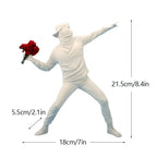 Modern Art Figurine | Flower Thrower Statue Inspired by Street Art for Home or Office Decoration
