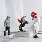 Modern Art Figurine | Flower Thrower Statue Inspired by Street Art for Home or Office Decoration