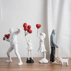 Modern Art Figurine | Flower Thrower Statue Inspired by Street Art for Home or Office Decoration
