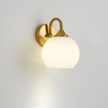Modern Round Glass Wall Light with Striped Pattern and LED Support