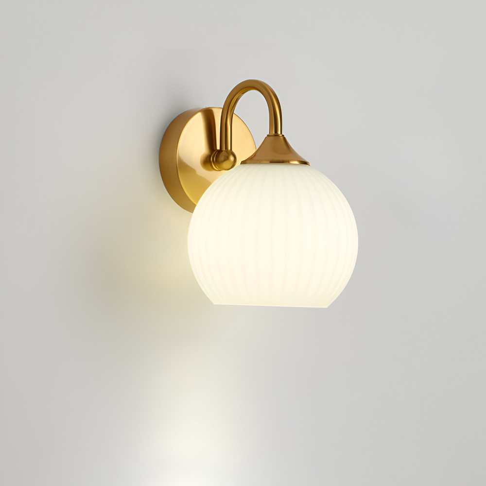 Modern Round Glass Wall Light with Striped Pattern and LED Support