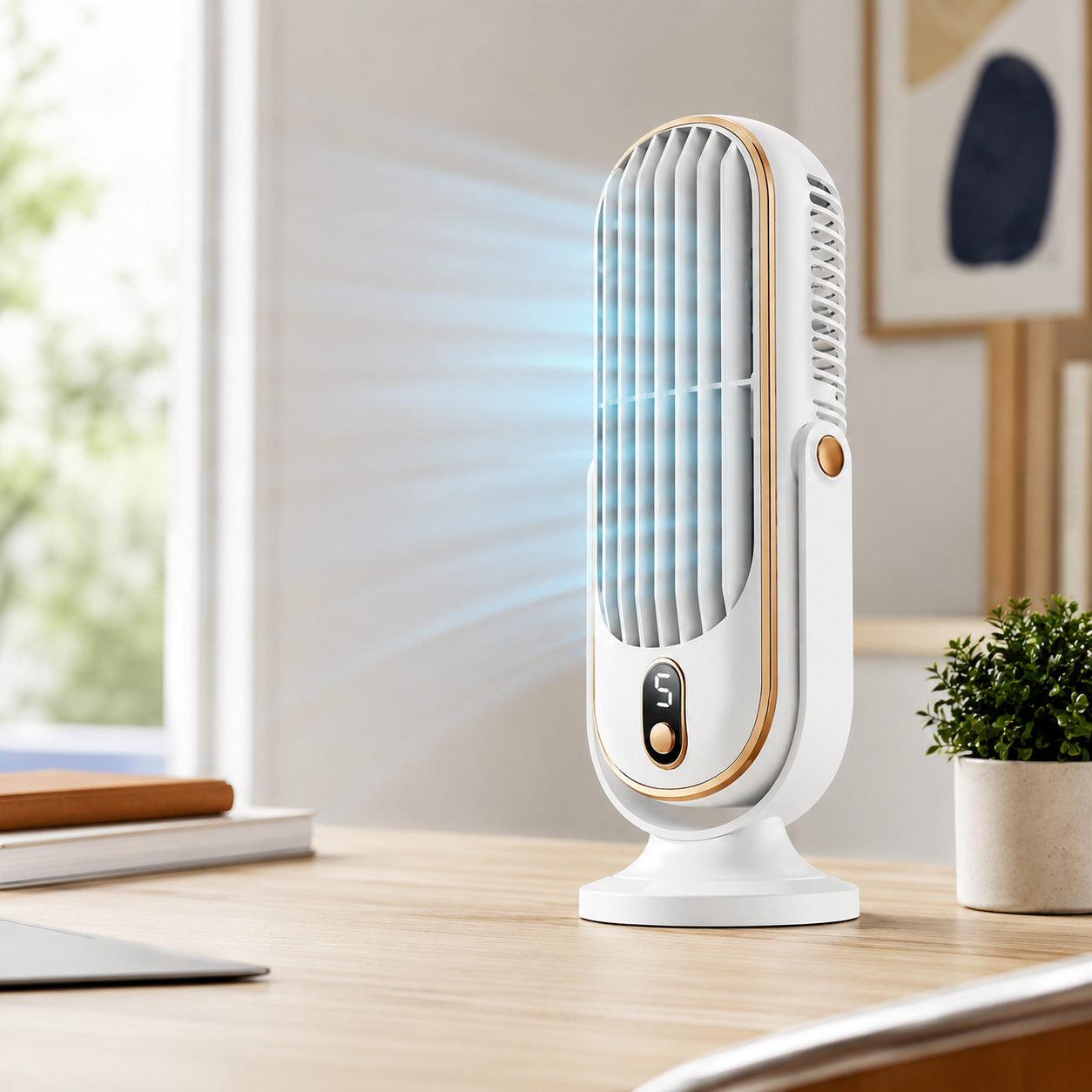 Portable Battery-Powered Cooling Fan for Desktop Use with USB