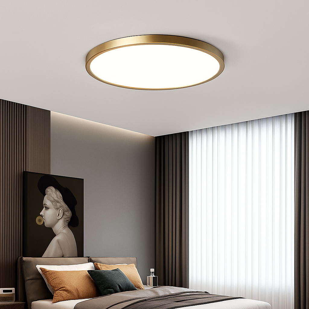 Sleek LED Ceiling Lamp with Warm Copper Finish