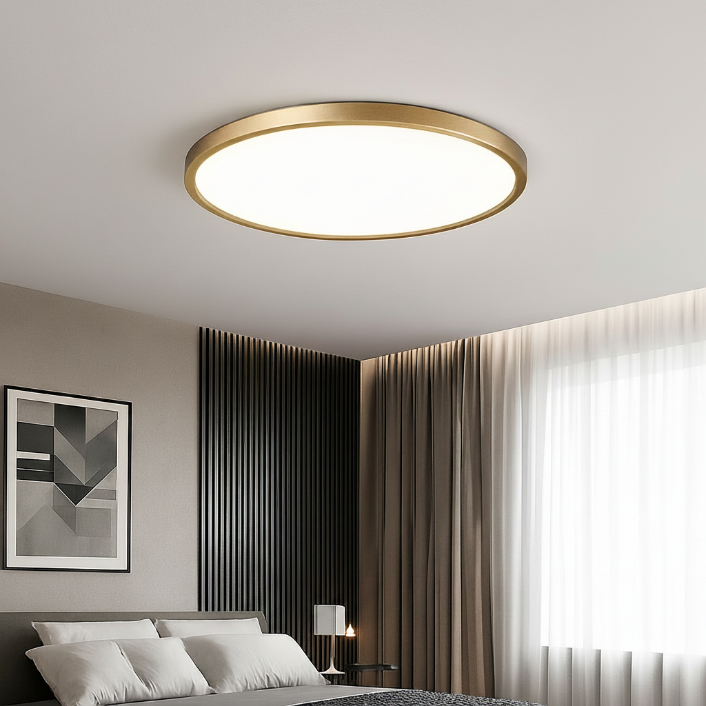 Sleek LED Ceiling Lamp with Warm Copper Finish