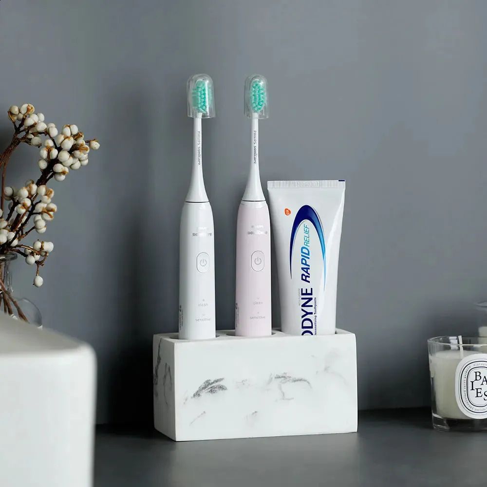 Toothbrush Holder for Bathroom - Contemporary Resin, Sturdy Construction