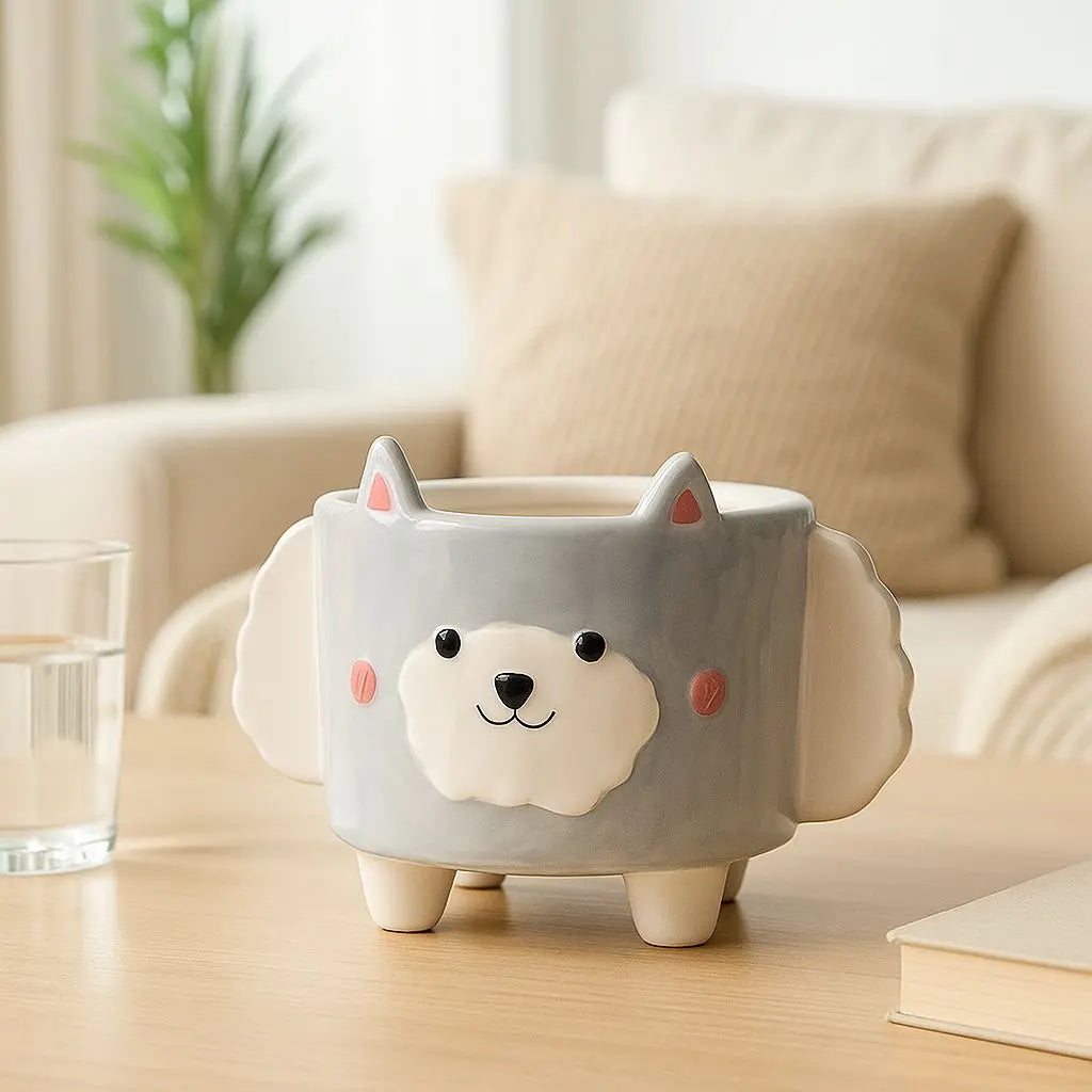 Whimsical Animal-Themed Ceramic Planter for Small Plants