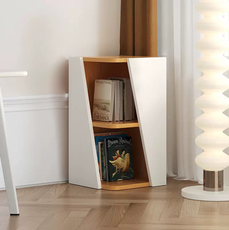 Compact Solid Wood Corner Bookshelf - Minimalist Design for Home Office