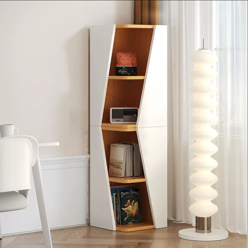 Compact Solid Wood Corner Bookshelf - Minimalist Design for Home Office