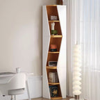 Compact Solid Wood Corner Bookshelf - Minimalist Design for Home Office