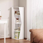 Compact Solid Wood Corner Bookshelf - Minimalist Design for Home Office