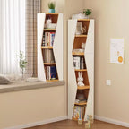 Compact Solid Wood Corner Bookshelf - Minimalist Design for Home Office