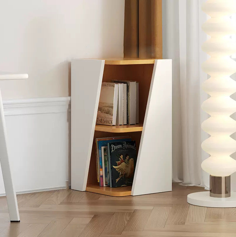 Compact Solid Wood Corner Bookshelf - Minimalist Design for Home Office