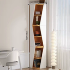 Compact Solid Wood Corner Bookshelf - Minimalist Design for Home Office