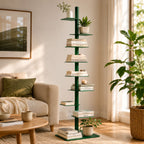 9-Tier Spiral Corner Bookshelf in Mid-Century Carbon Steel for Home Office