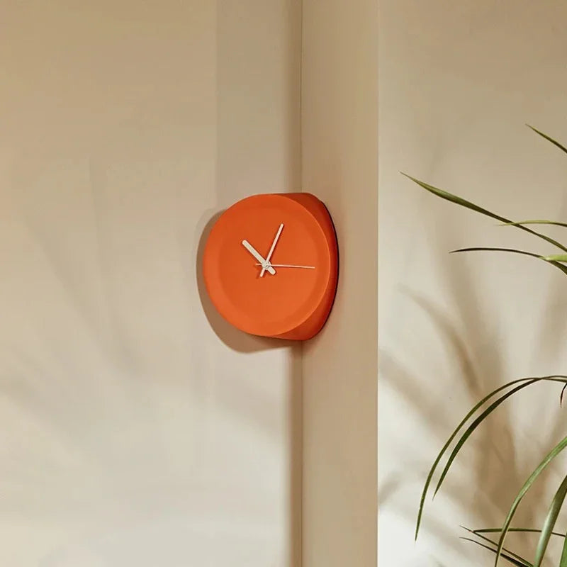 Chic Orange Corner Wall Clock for Modern Homes
