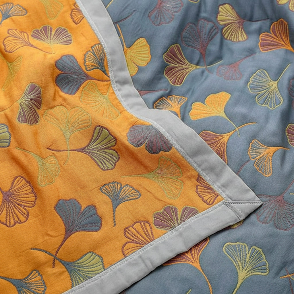 Cozy Decorative Throw Blanket with Elegant Leaf Design - Reversible