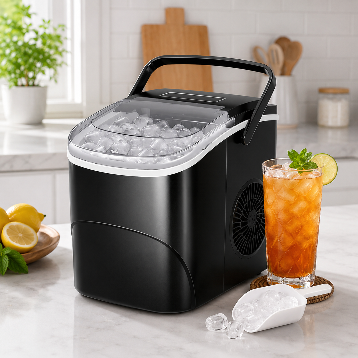 Compact Portable Ice Maker - Bullet Style with Black Exterior
