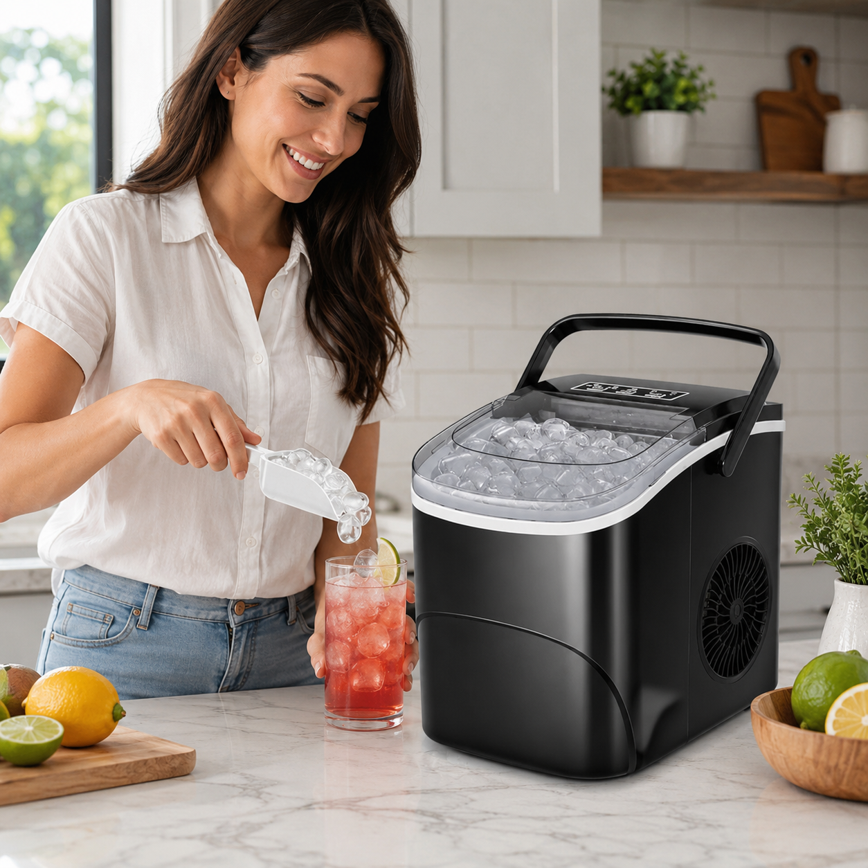 Compact Portable Ice Maker - Bullet Style with Black Exterior
