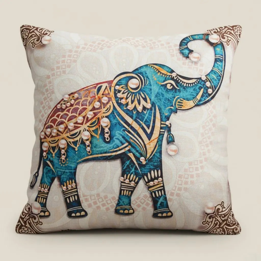Exotic Elephant Artistry Linen Pillow Covers