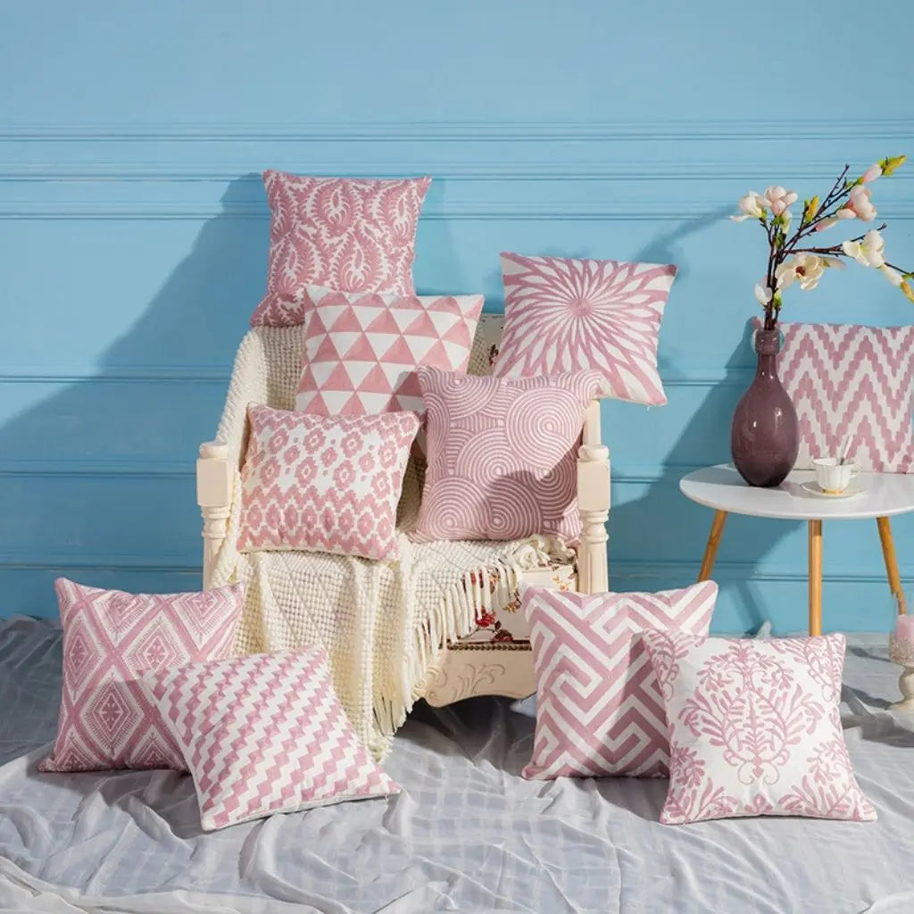 Artisan Geometric Cotton Pillow Covers for Elegant Touch