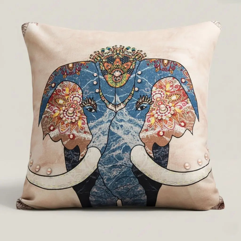 Exotic Elephant Artistry Linen Pillow Covers
