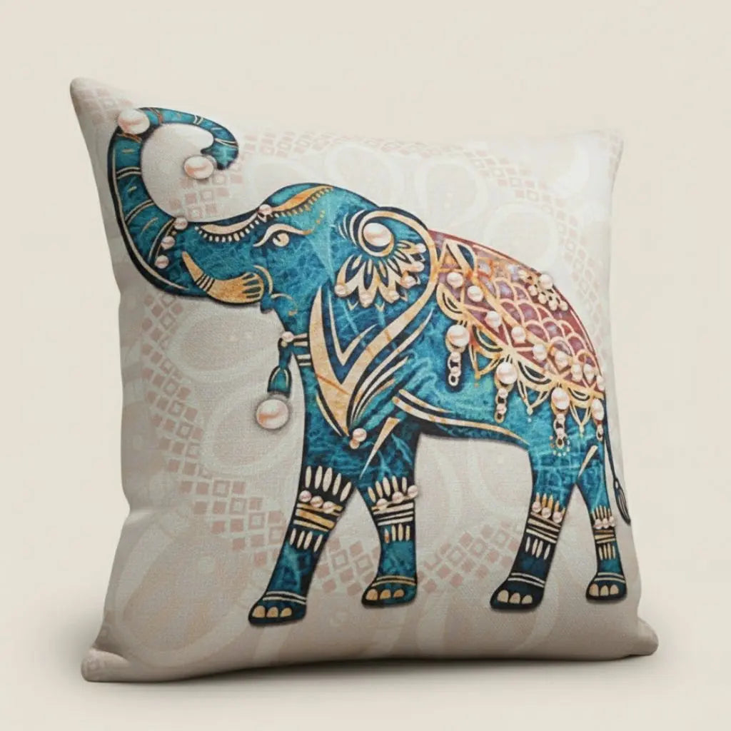 Exotic Elephant Artistry Linen Pillow Covers