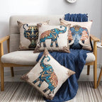 Exotic Elephant Artistry Linen Pillow Covers