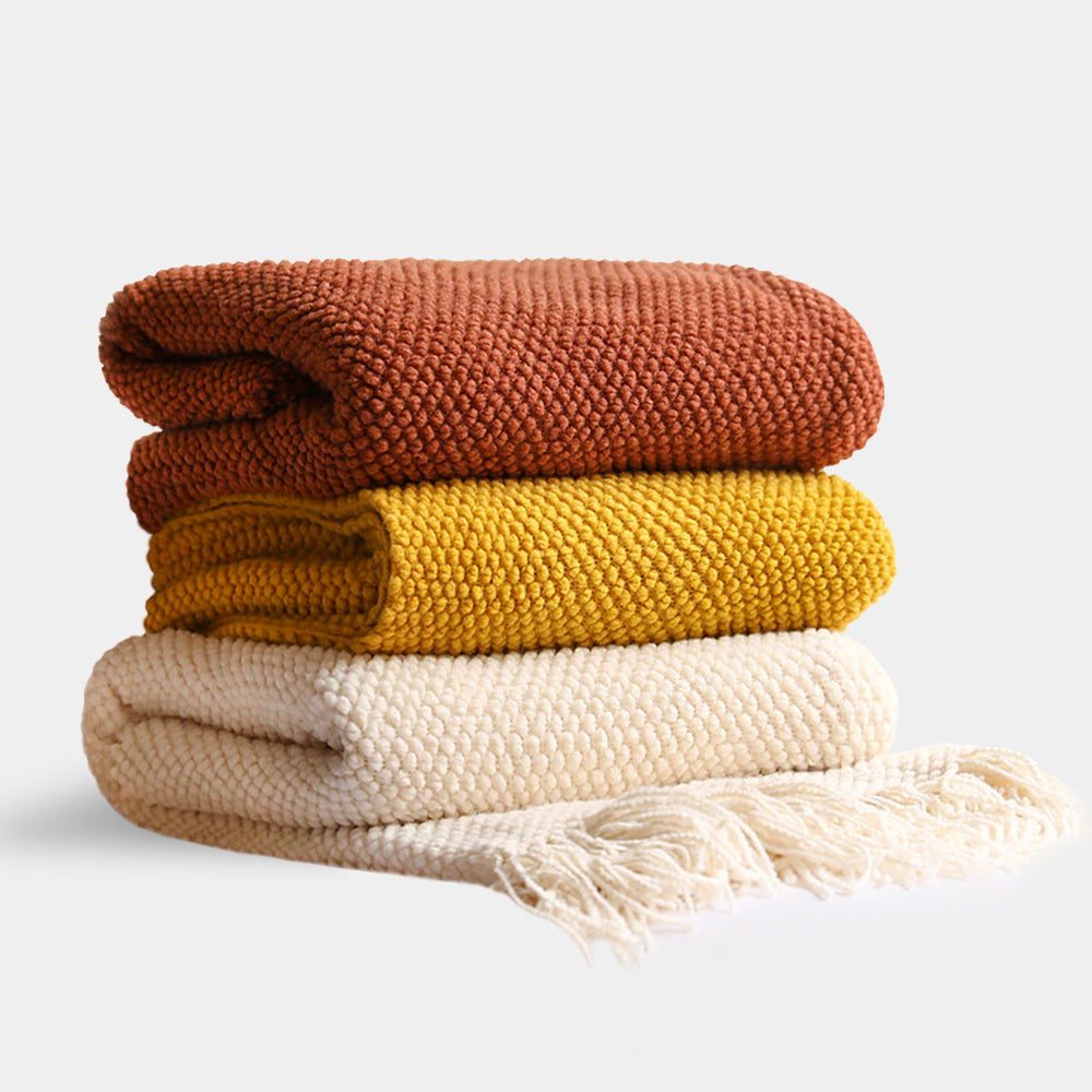 Chic Acrylic Fringe Blanket for Cozy Comfort