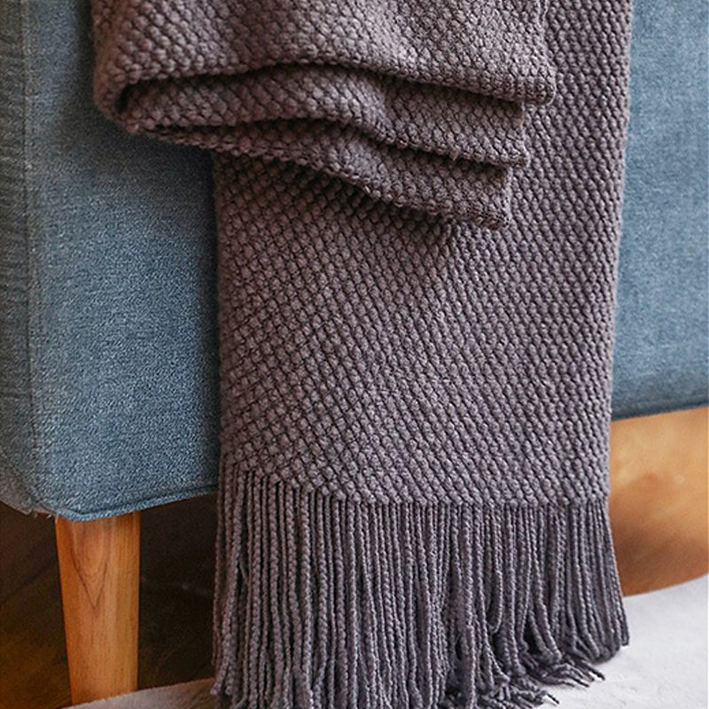 Chic Acrylic Fringe Blanket for Cozy Comfort