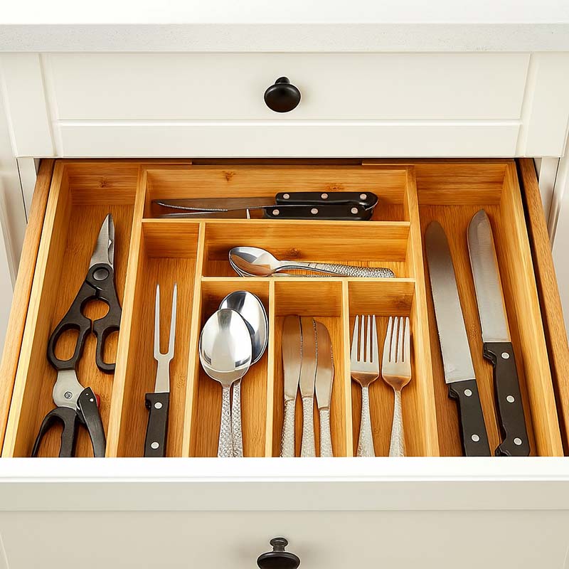 Elegant Bamboo Drawer Organizer for Utensils